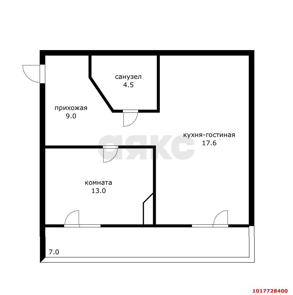 Фото №8: 1-комнатная квартира 45&nbsp;м², 3/9&nbsp;эт. - Краснодар, Прикубанский внутригородской округ, мкр. Музыкальный, ул. имени Мусоргского М.П., 11