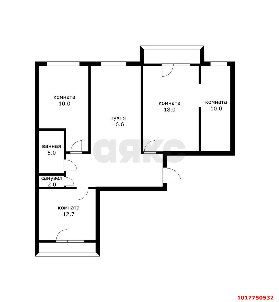 Фото №13: 4-комнатная квартира 80&nbsp;м², 9/9&nbsp;эт. - Краснодар, Прикубанский внутригородской округ, мкр. Краевая Клиническая Больница, ул. Российская, 138