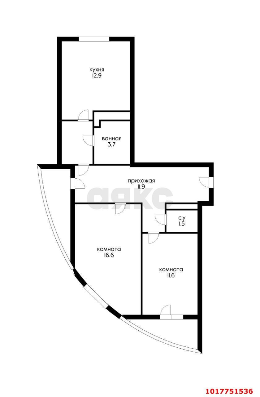 Фото №2: 2-комнатная квартира 65&nbsp;м², 11/17&nbsp;эт. - Краснодар, Карасунский внутригородской округ, мкр. Почтовый, пр-кт имени писателя Знаменского, 9к3