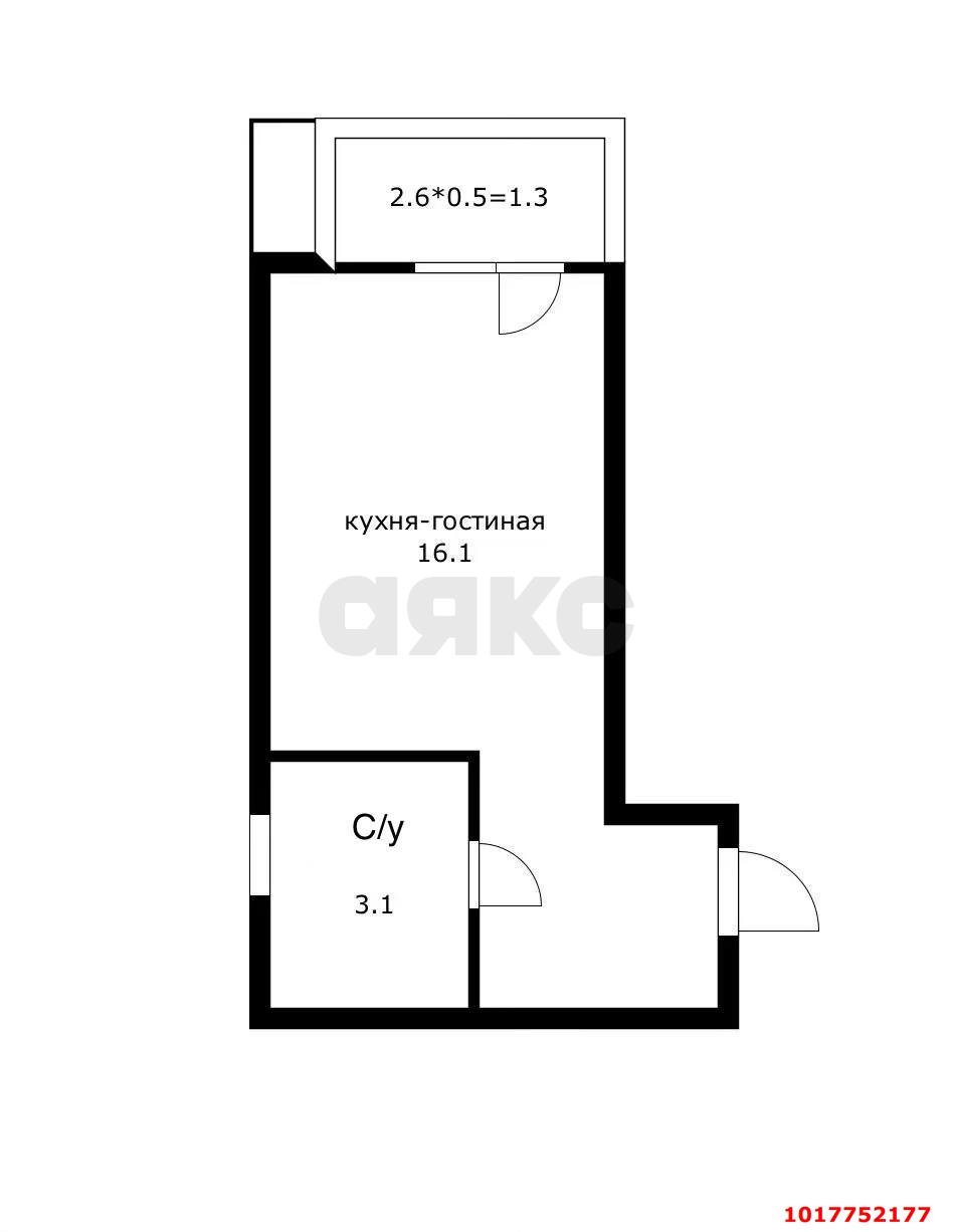 Фото №3: Студия 20&nbsp;м², 7/7&nbsp;эт. - Краснодар, Прикубанский внутригородской округ, жилой комплекс Европа-Сити, мкр. жилой комплекс Европа Клубный Квартал 6, ул. Карпатская, 11
