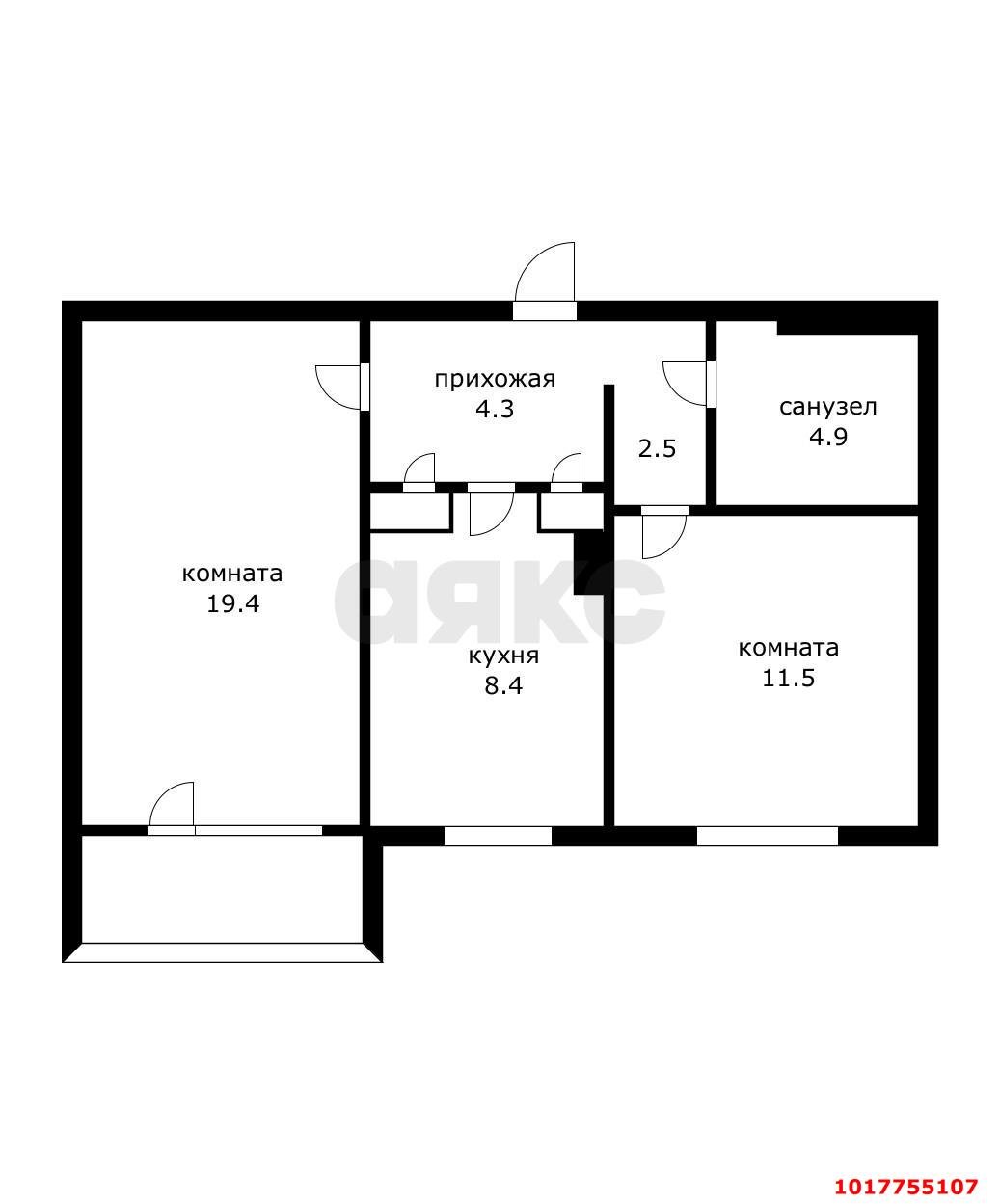 Фото №15: 2-комнатная квартира 51&nbsp;м², 2/9&nbsp;эт. - Краснодар, Карасунский внутригородской округ, мкр. Комсомольский, ул. Сормовская, 177