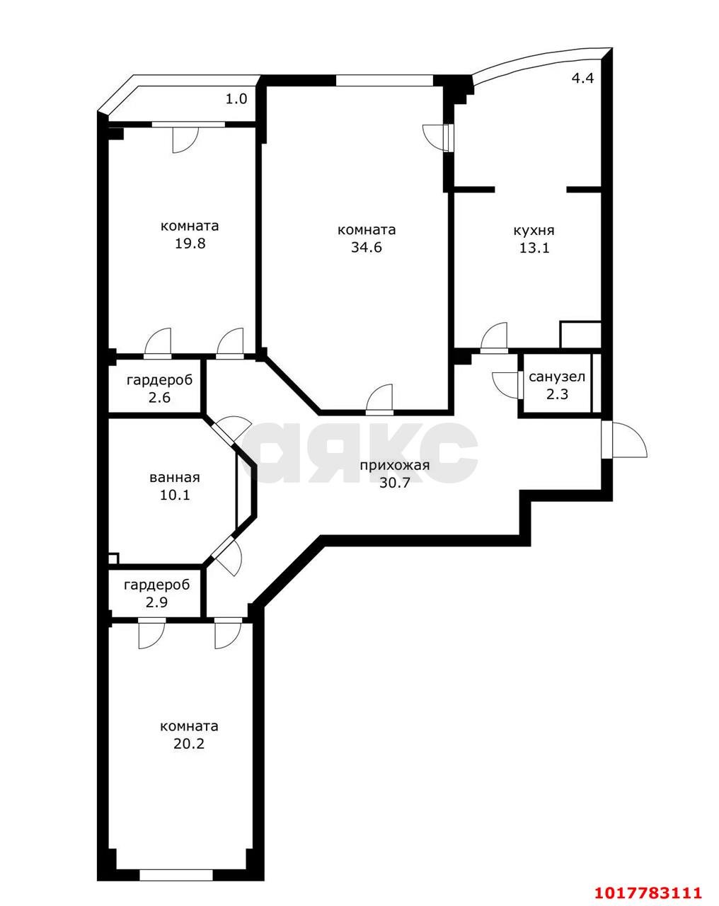 Фото №3: 3-комнатная квартира 141&nbsp;м², 4/8&nbsp;эт. - Краснодар, Западный внутригородской округ, Горгаз, мкр. Центральный, ул. Красина, 9/1к1