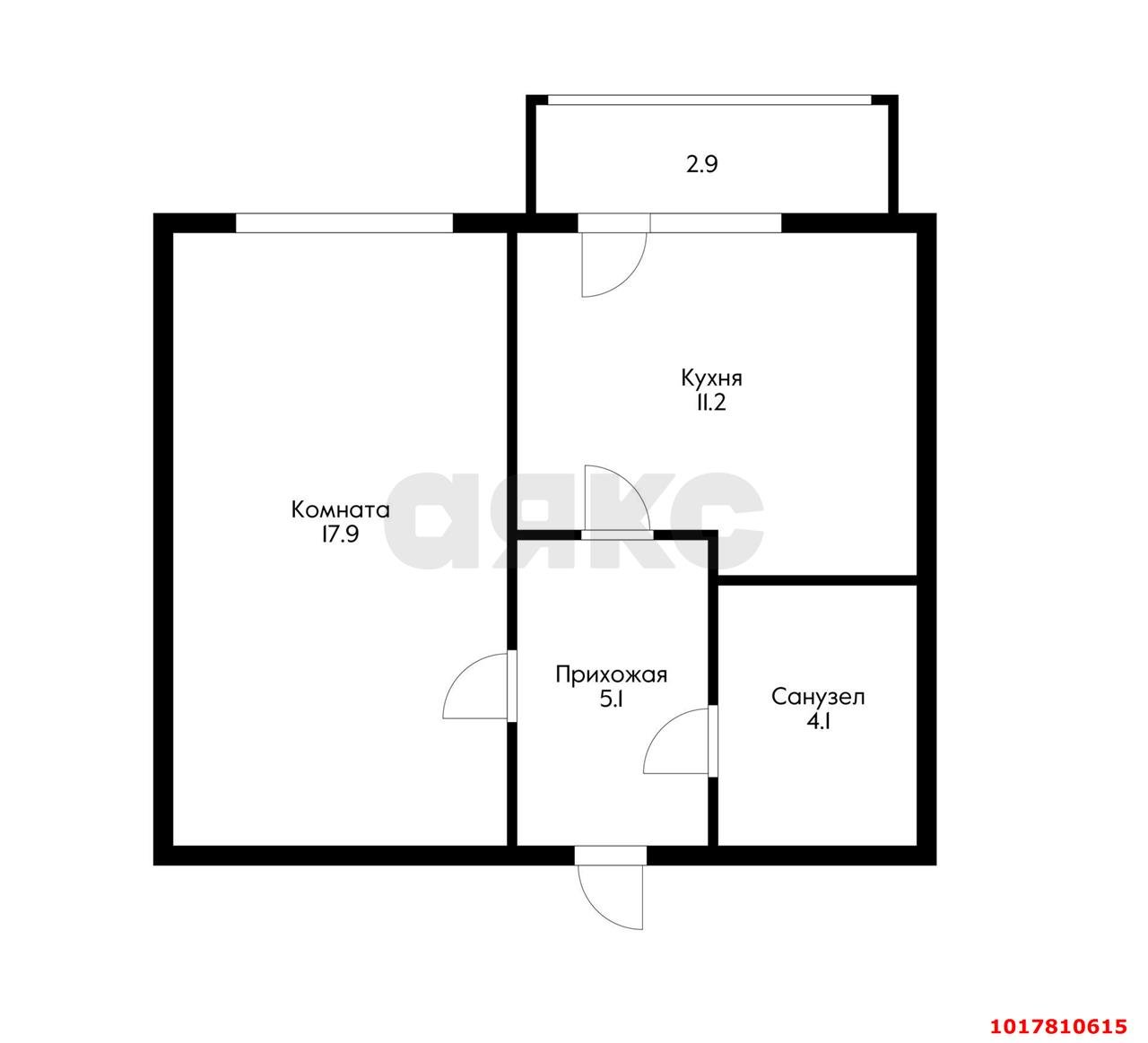 Фото №3: 1-комнатная квартира 42&nbsp;м², 2/5&nbsp;эт. - Яблоновский, мкр. квартал Кобцевой-1, ул. Кобцевой, 1к1
