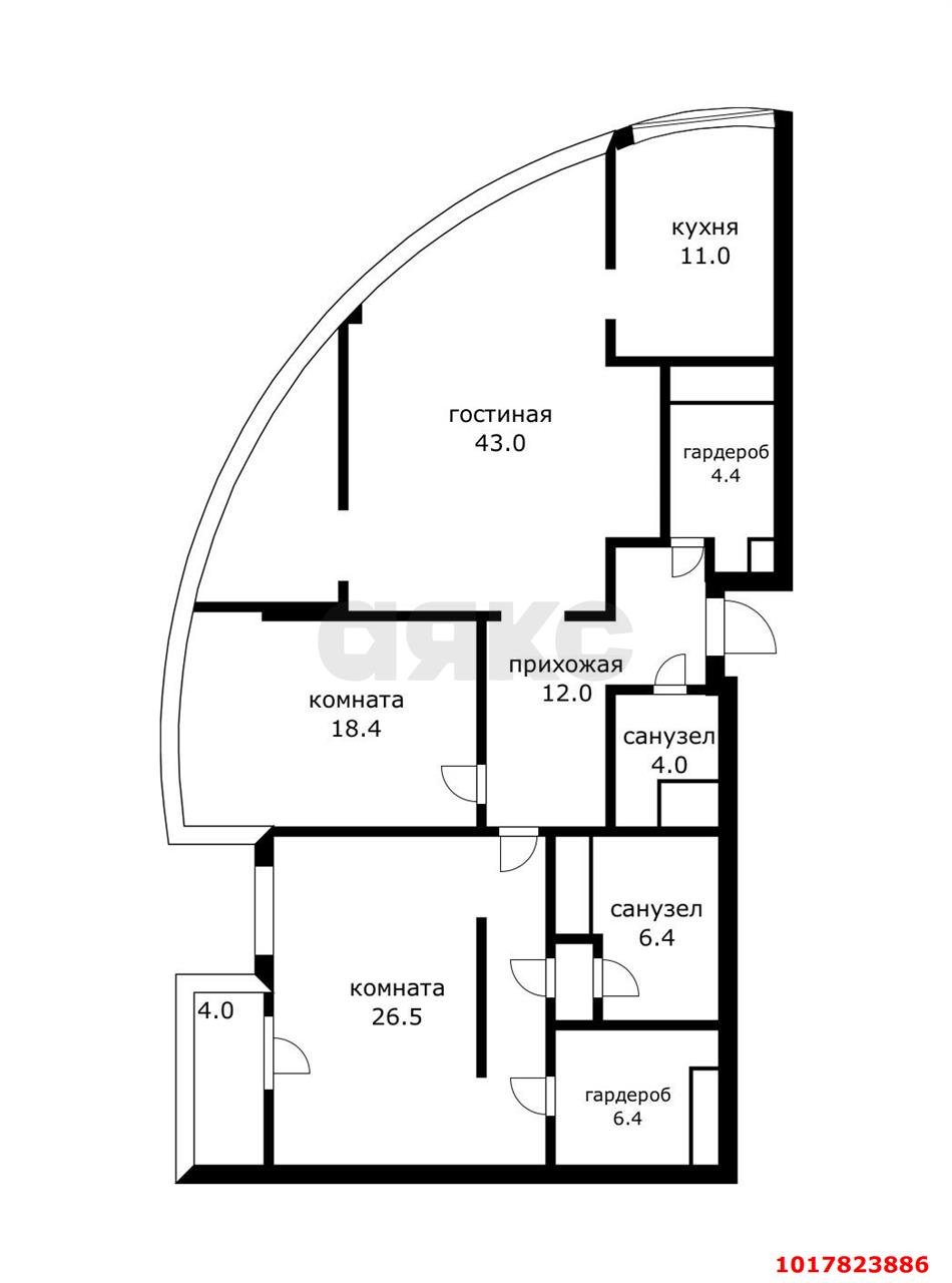 Фото №32: 3-комнатная квартира 137&nbsp;м², 8/20&nbsp;эт. - Краснодар, Карасунский внутригородской округ, Пашковский, мкр. жилой комплекс Империал, ул. Бородинская, 137/1