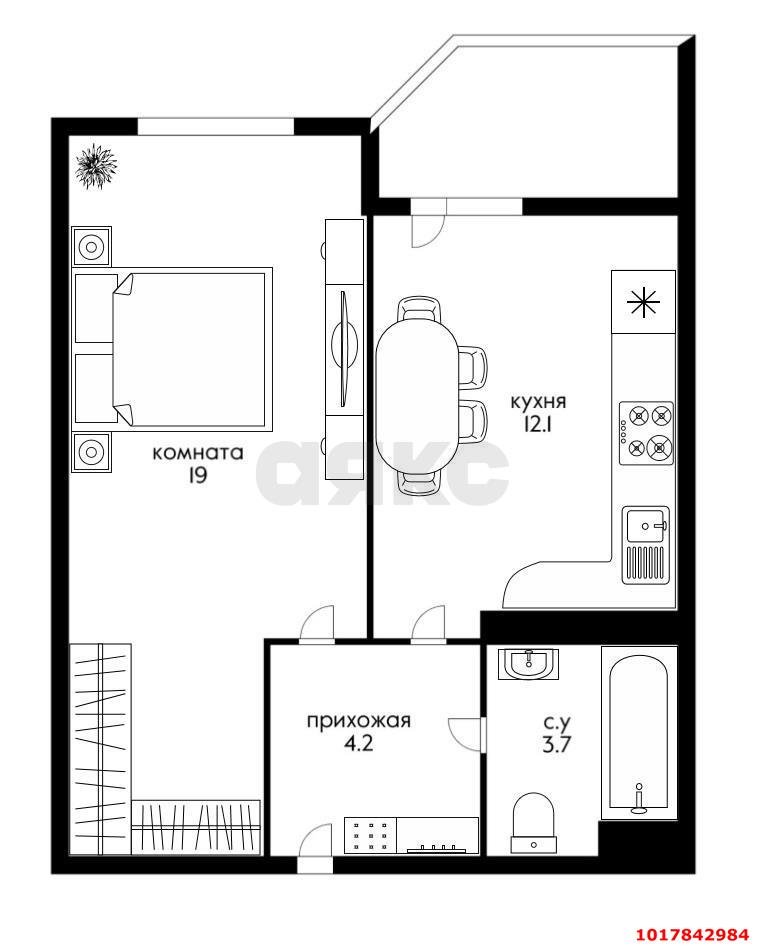 Фото №10: 1-комнатная квартира 41&nbsp;м², 3/25&nbsp;эт. - Краснодар, Карасунский внутригородской округ, мкр. ЖК Сказка Град, ул. имени В.Н. Мачуги, 166Бк1