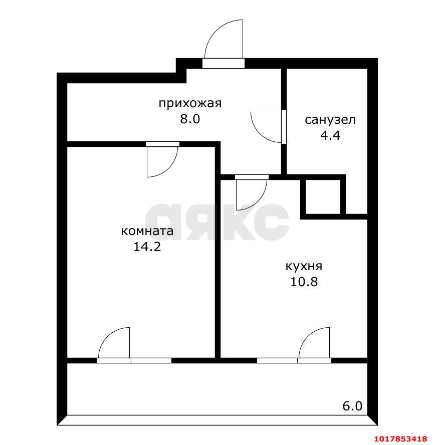 Фото №11: 1-комнатная квартира 43&nbsp;м², 6/17&nbsp;эт. - Краснодар, Прикубанский внутригородской округ, Музыкальный, ЖК Времена Года, мкр. имени Петра Метальникова, ул. Петра Метальникова, 5к1