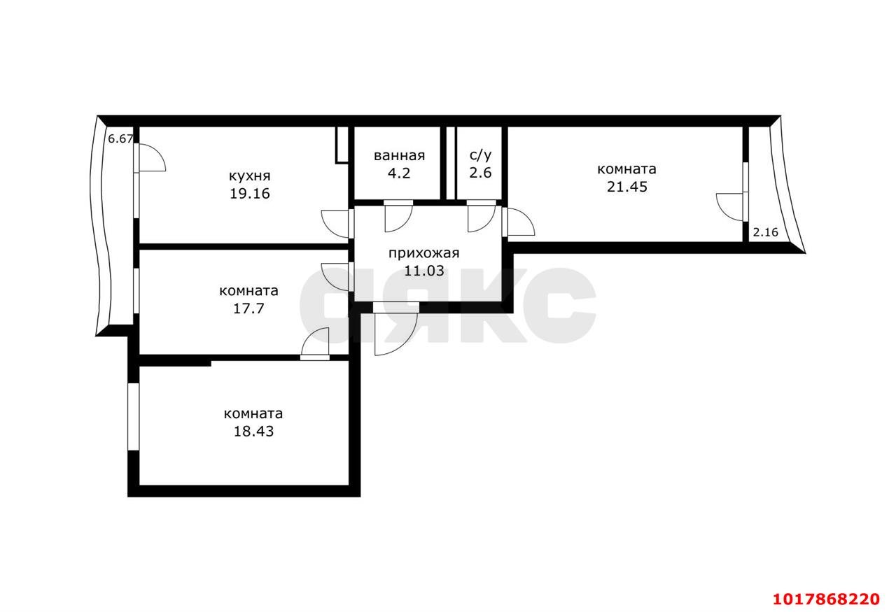 Фото №27: 3-комнатная квартира 105&nbsp;м², 10/23&nbsp;эт. - Краснодар, Центральный внутригородской округ, Дубинка, мкр. Черёмушки, ул. Вишняковой