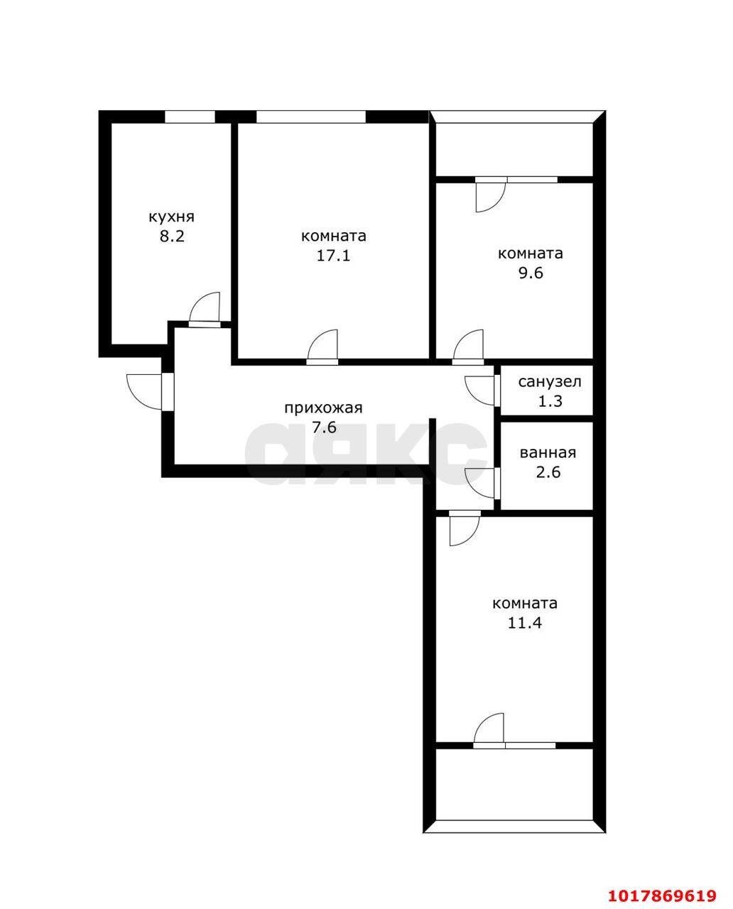 Фото №18: 3-комнатная квартира 67&nbsp;м², 2/9&nbsp;эт. - Краснодар, Центральный внутригородской округ, Центральный, мкр. Черёмушки, ул. Вишняковой, 51