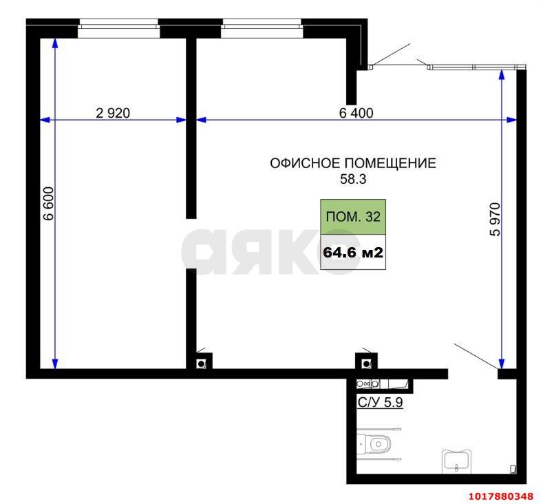 Фото №4: Торговое помещение 64&nbsp;м², 1/16&nbsp;эт. - Краснодар, Прикубанский внутригородской округ, мкр. жилой комплекс Дыхание, ул. Лётчика Позднякова, 2к28