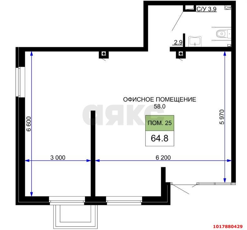 Фото №4: Торговое помещение 64&nbsp;м², 1/16&nbsp;эт. - Краснодар, Прикубанский внутригородской округ, мкр. жилой комплекс Дыхание, ул. Лётчика Позднякова, 2к28