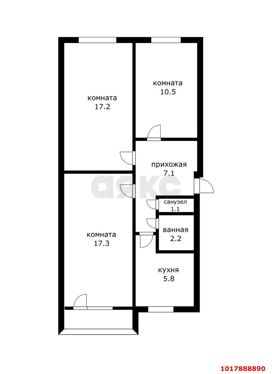Фото №17: 3-комнатная квартира 61&nbsp;м², 2/5&nbsp;эт. - Краснодар, Центральный внутригородской округ, мкр. Центральный, ул. Леваневского, 191