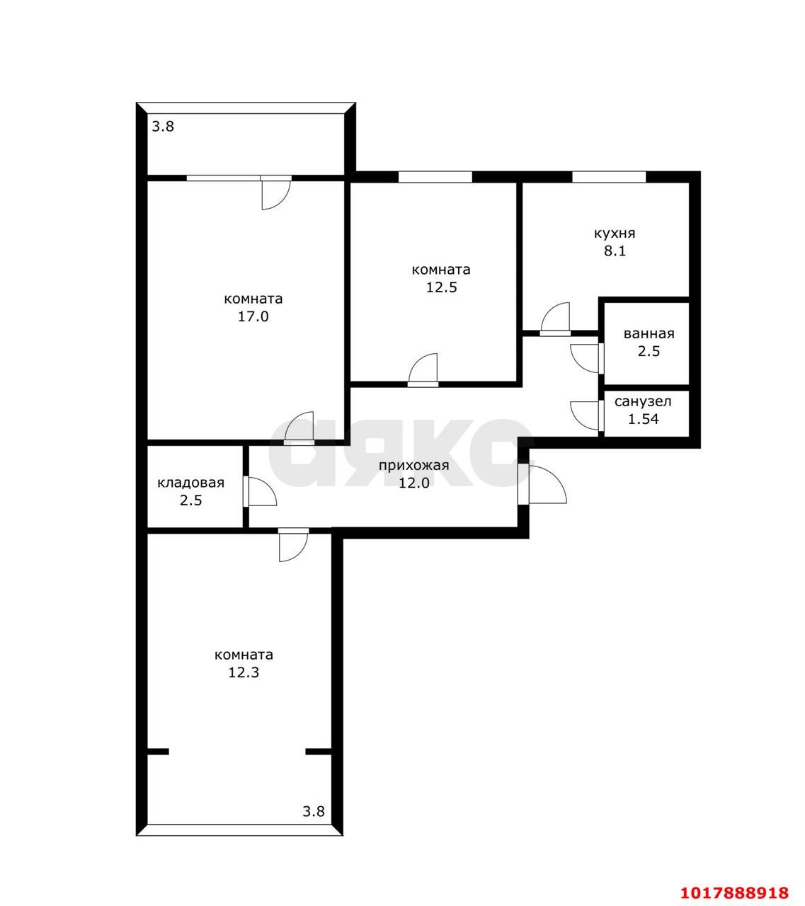 Фото №10: 3-комнатная квартира 80&nbsp;м², 10/10&nbsp;эт. - Краснодар, Западный внутригородской округ, мкр. Юбилейный, пр-кт Чекистов, 13