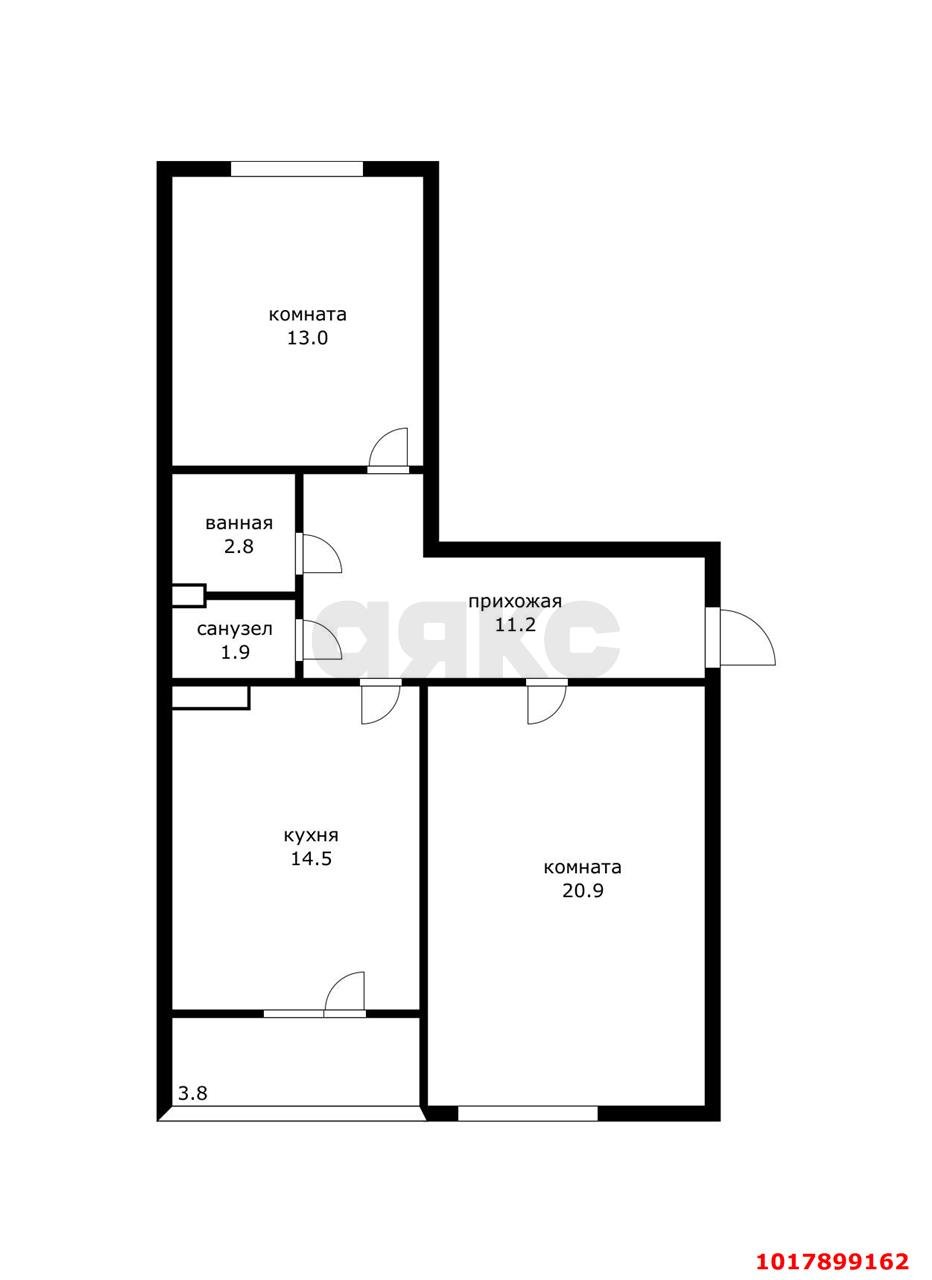 Фото №10: 2-комнатная квартира 64&nbsp;м², 3/18&nbsp;эт. - Краснодар, Карасунский внутригородской округ, мкр. Сосновый Бор, ул. имени Виктора Нарыкова, 6к1