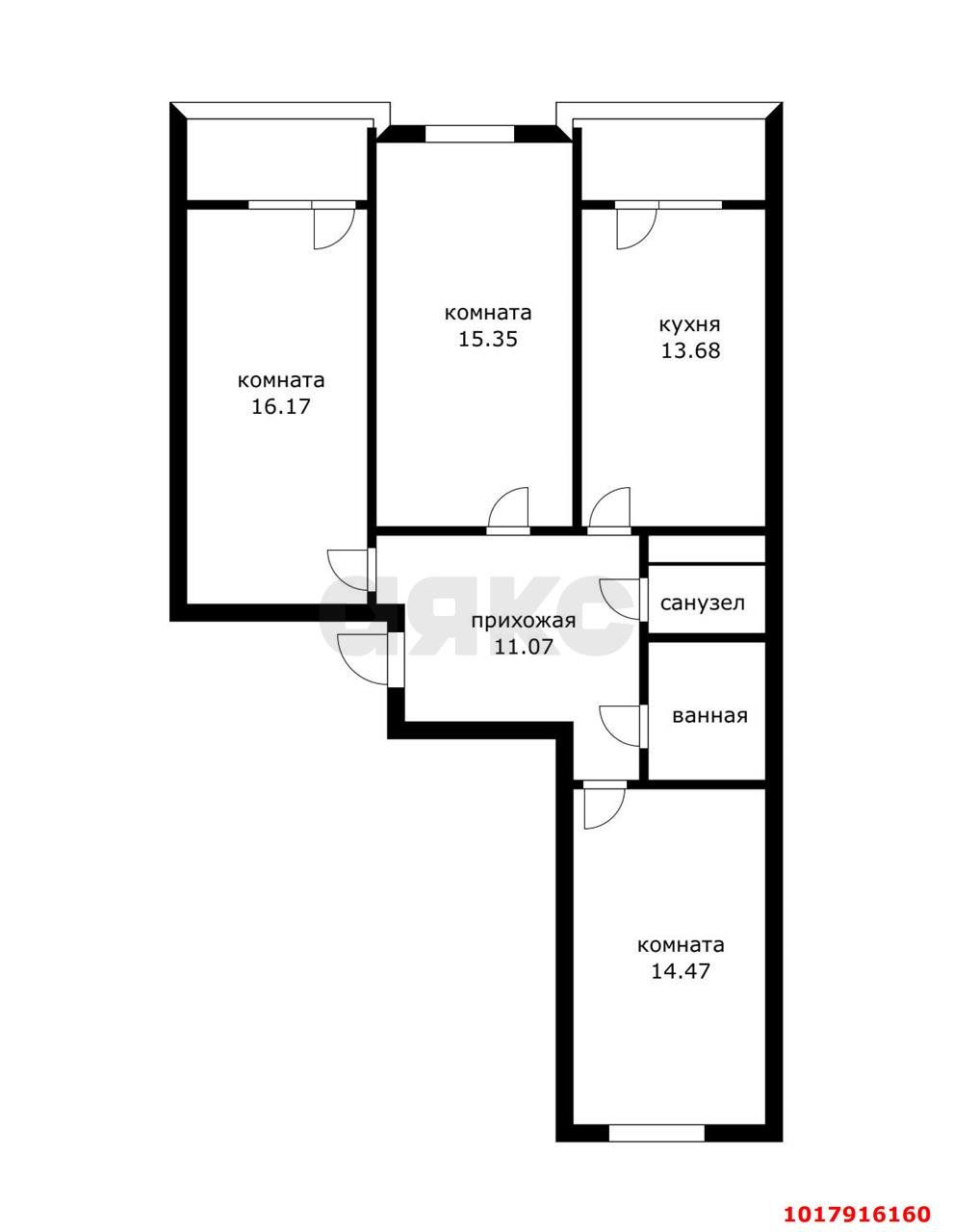 Фото №15: 3-комнатная квартира 78&nbsp;м², 6/19&nbsp;эт. - Краснодар, мкр. Карасунский внутригородской округ, ул. имени Снесарева, 17/1к1