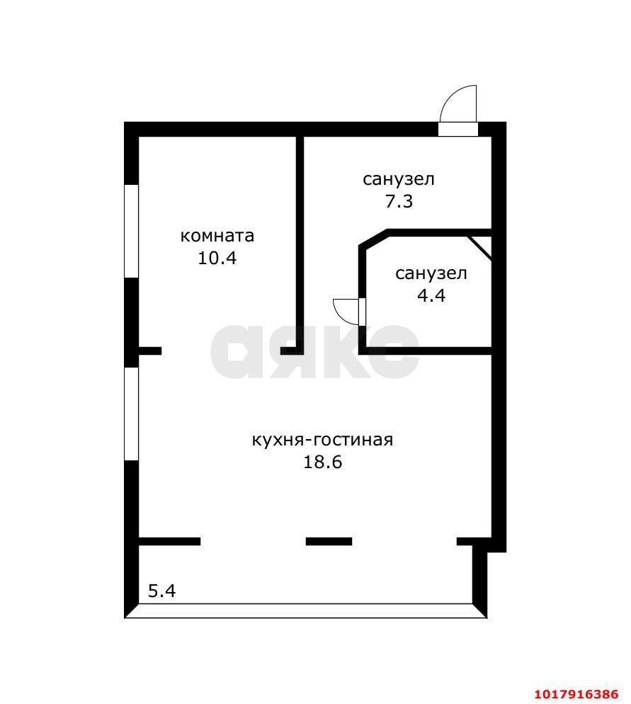 Фото №12: 1-комнатная квартира 46&nbsp;м², 2/4&nbsp;эт. - Краснодар, Прикубанский внутригородской округ, мкр. Фестивальный, ул. Анисовая, 39