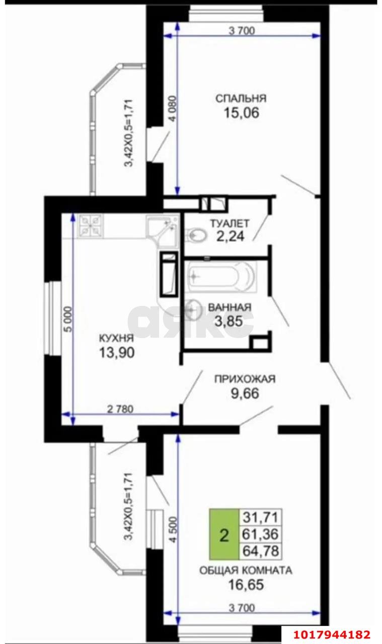 Фото №12: 2-комнатная квартира 65&nbsp;м², 3/12&nbsp;эт. - Краснодар, Прикубанский внутригородской округ, имени Петра Метальникова, мкр. ЖК Лучший, ул. Ростовское шоссе, 30/6к1
