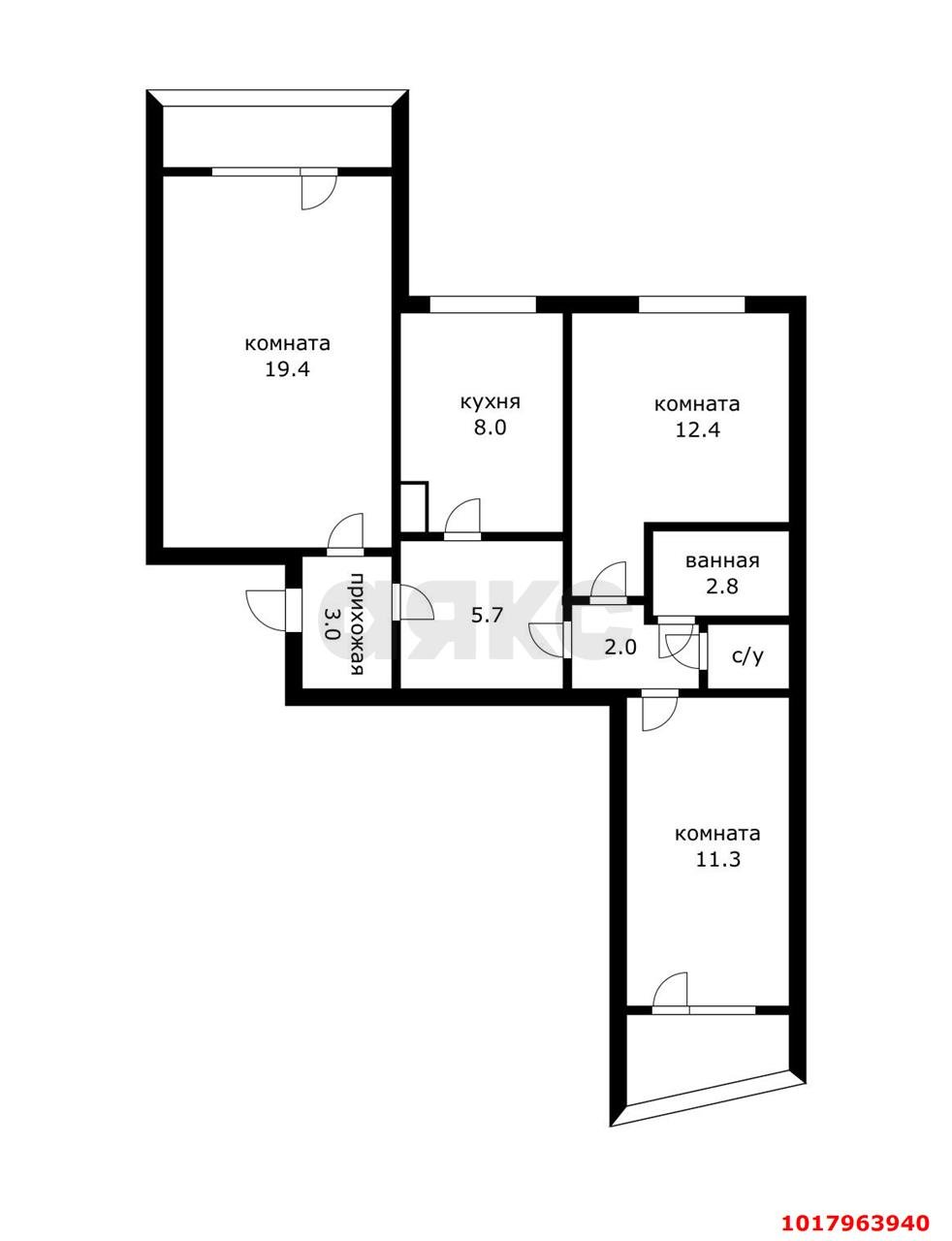 Фото №14: 3-комнатная квартира 74&nbsp;м², 4/9&nbsp;эт. - Краснодар, Прикубанский внутригородской округ, мкр. Завод Измерительных Приборов, ул. имени 40-летия Победы, 37/2