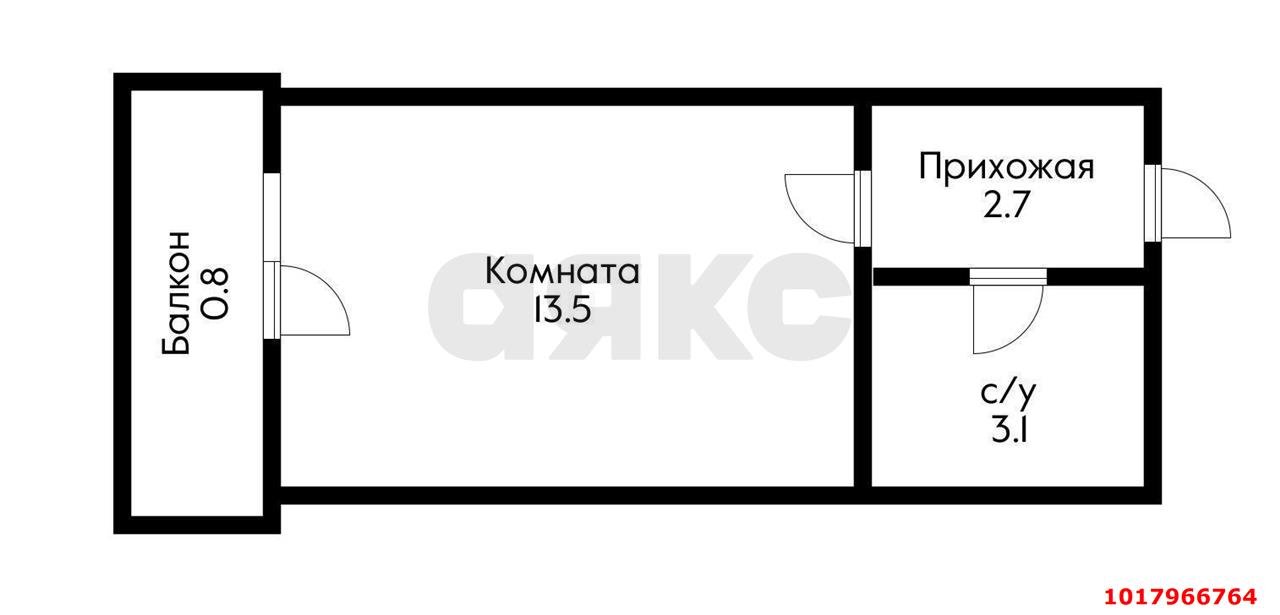 Фото №8: Студия 23&nbsp;м², 13/19&nbsp;эт. - Краснодар, Прикубанский внутригородской округ, Калинино, Завод Радиоизмерительных Приборов, мкр. ЖК Акварели-2, ул. Тепличная, 62/1к4
