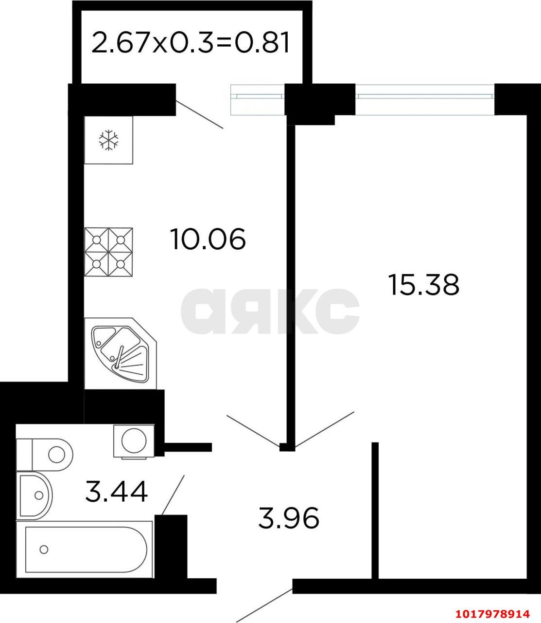 Фото №9: 1-комнатная квартира 36&nbsp;м², 10/12&nbsp;эт. - Краснодар, мкр. Прикубанский внутригородской округ, ул. имени Мурата Ахеджака