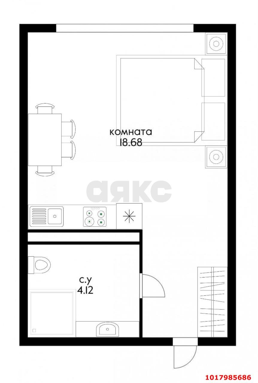 Фото №14: Студия 24&nbsp;м², 6/16&nbsp;эт. - Краснодар, Центральный внутригородской округ, мкр. Черёмушки, ул. Обрывная, 132/1к6