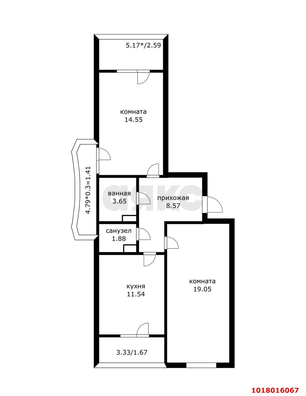Фото №10: 2-комнатная квартира 65&nbsp;м², 13/17&nbsp;эт. - Краснодар, Прикубанский внутригородской округ, Музыкальный, ЖК Акварели, мкр. имени Петра Метальникова, ул. Петра Метальникова, 3/1к2