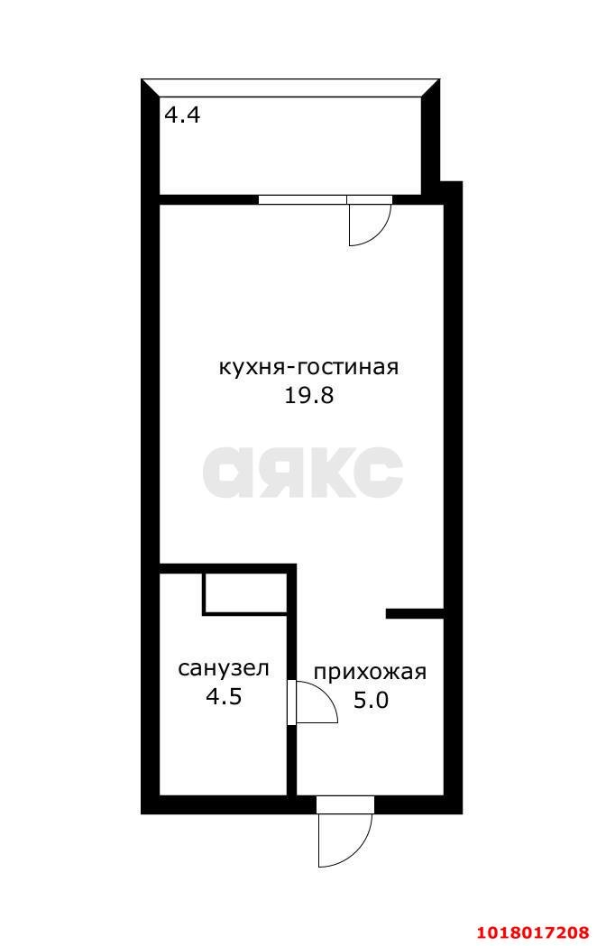 Фото №7: Студия 33&nbsp;м², 11/17&nbsp;эт. - Краснодар, Прикубанский внутригородской округ, Музыкальный, мкр. имени Петра Метальникова, ул. Петра Метальникова, 11