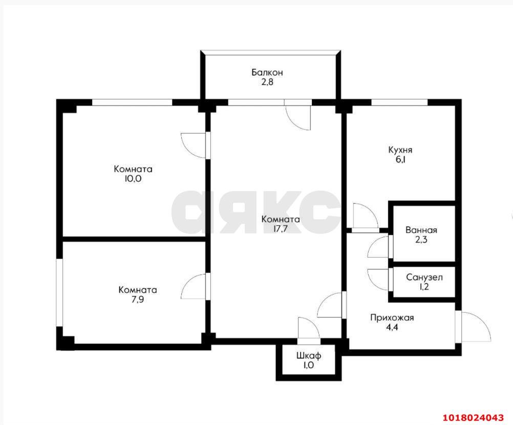 Фото №12: 3-комнатная квартира 56&nbsp;м², 3/5&nbsp;эт. - Краснодар, Карасунский внутригородской округ, мкр. Черёмушки, ул. Селезнёва, 130