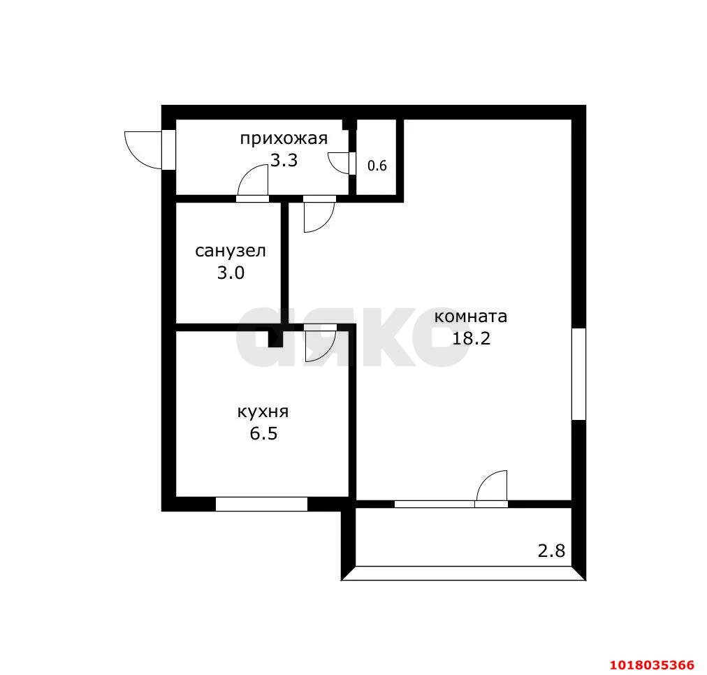 Фото №6: 1-комнатная квартира 34&nbsp;м², 2/5&nbsp;эт. - Краснодар, Центральный внутригородской округ, мкр. Черёмушки, пр-д 1-й Вишнёвый, 5