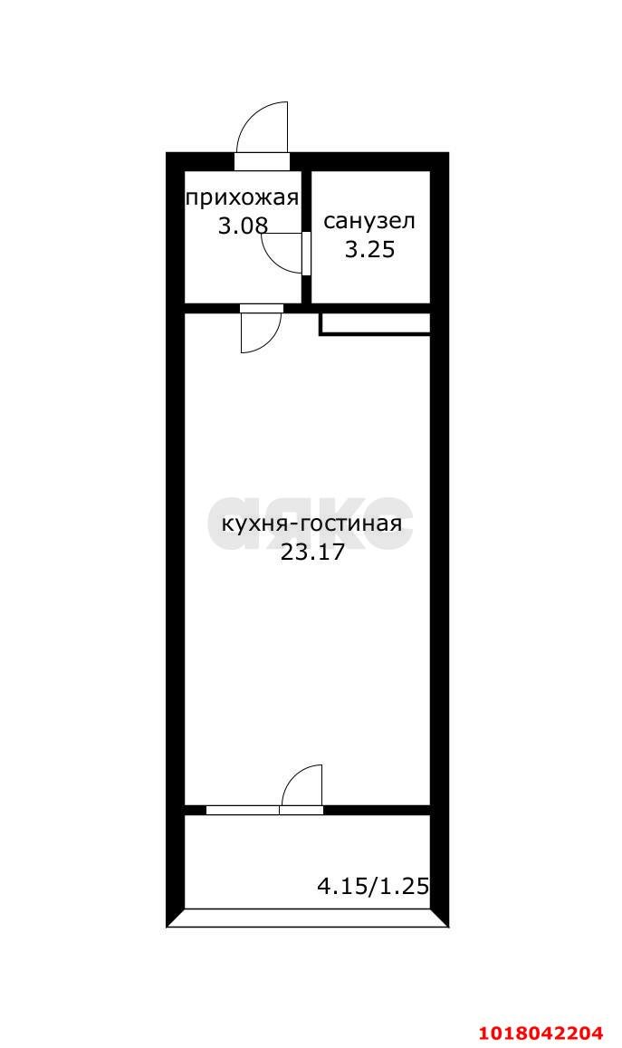 Фото №7: Студия 28&nbsp;м², 23/24&nbsp;эт. - Краснодар, Западный внутригородской округ, ЖК Заря, мкр. Фестивальный, ул. Монтажников, 1/2