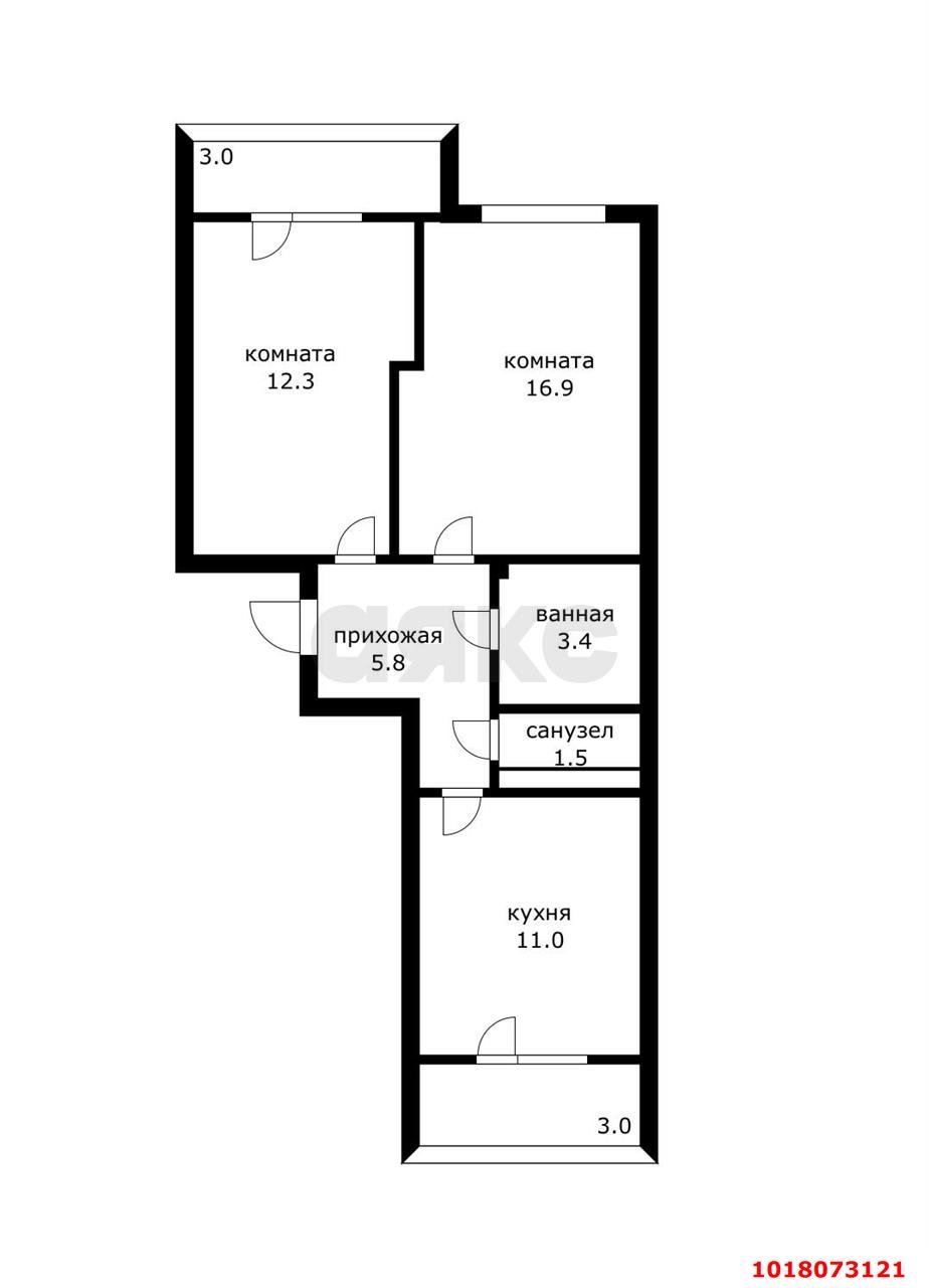 Фото №10: 2-комнатная квартира 57&nbsp;м², 1/18&nbsp;эт. - Краснодар, Прикубанский внутригородской округ, мкр. 9-й километр, пр-д Репина, 3к1