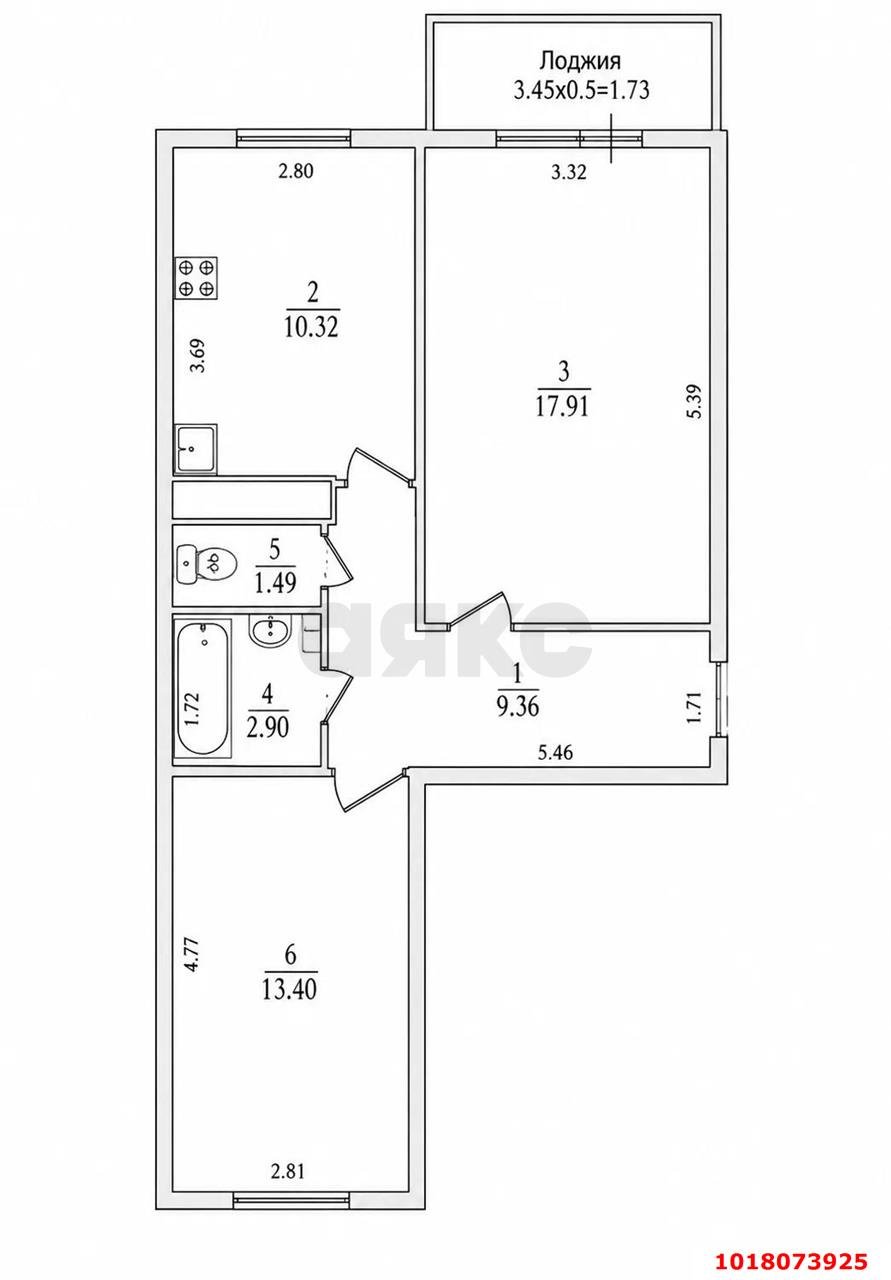 Фото №20: 2-комнатная квартира 55&nbsp;м², 5/9&nbsp;эт. - Яблоновский, ул. Гагарина, 192к3