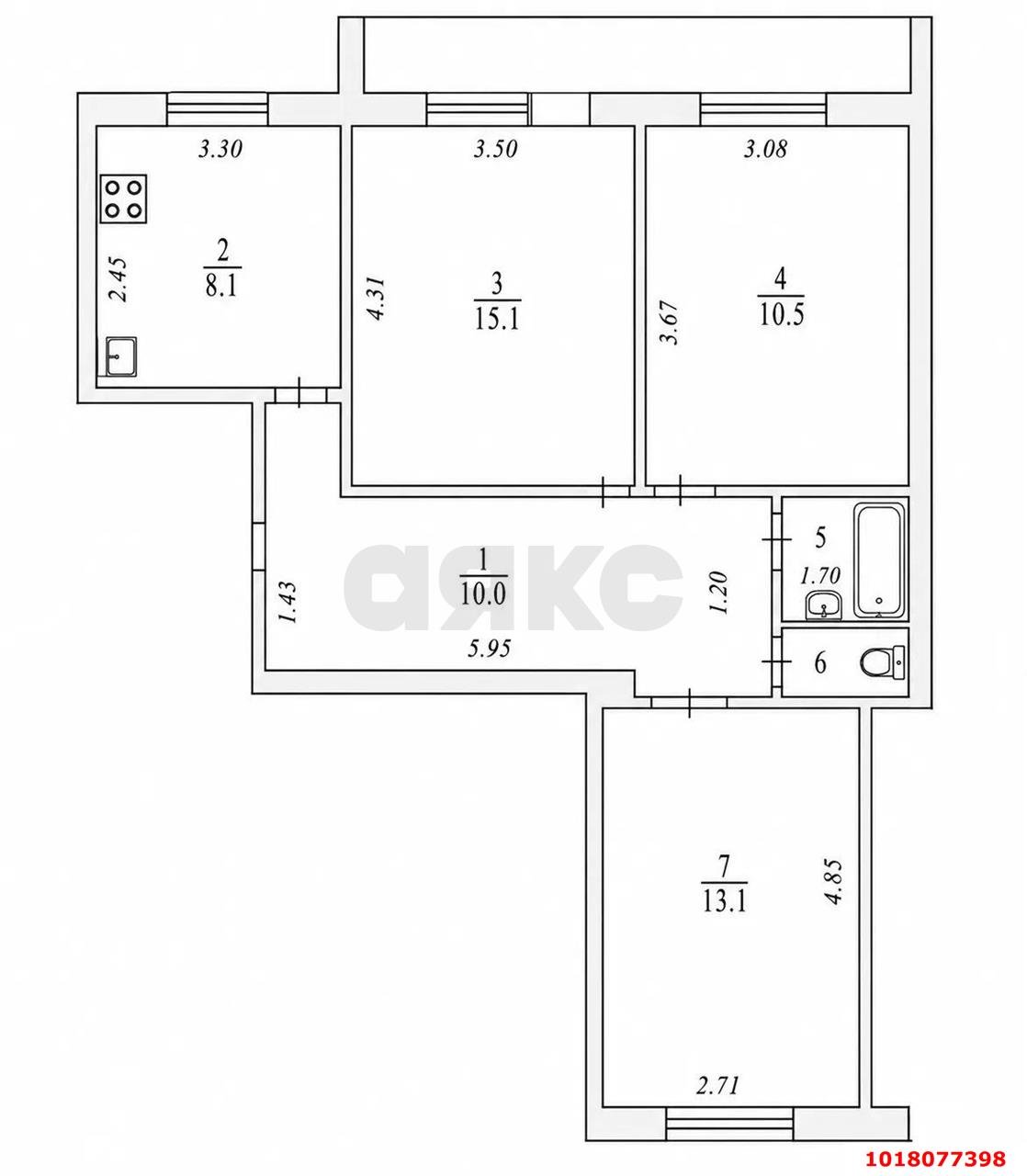 Фото №20: 3-комнатная квартира 64&nbsp;м², 8/9&nbsp;эт. - Краснодар, Прикубанский внутригородской округ, мкр. 40 лет Победы, ул. имени 40-летия Победы, 146/6к2