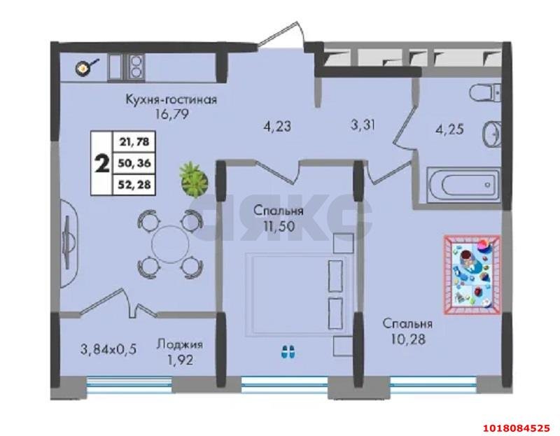 Фото №19: 2-комнатная квартира 55&nbsp;м², 7/9&nbsp;эт. - Краснодар, Прикубанский внутригородской округ, мкр. жилой комплекс Зелёная Территория, ул. имени Генерала Брусилова, 5