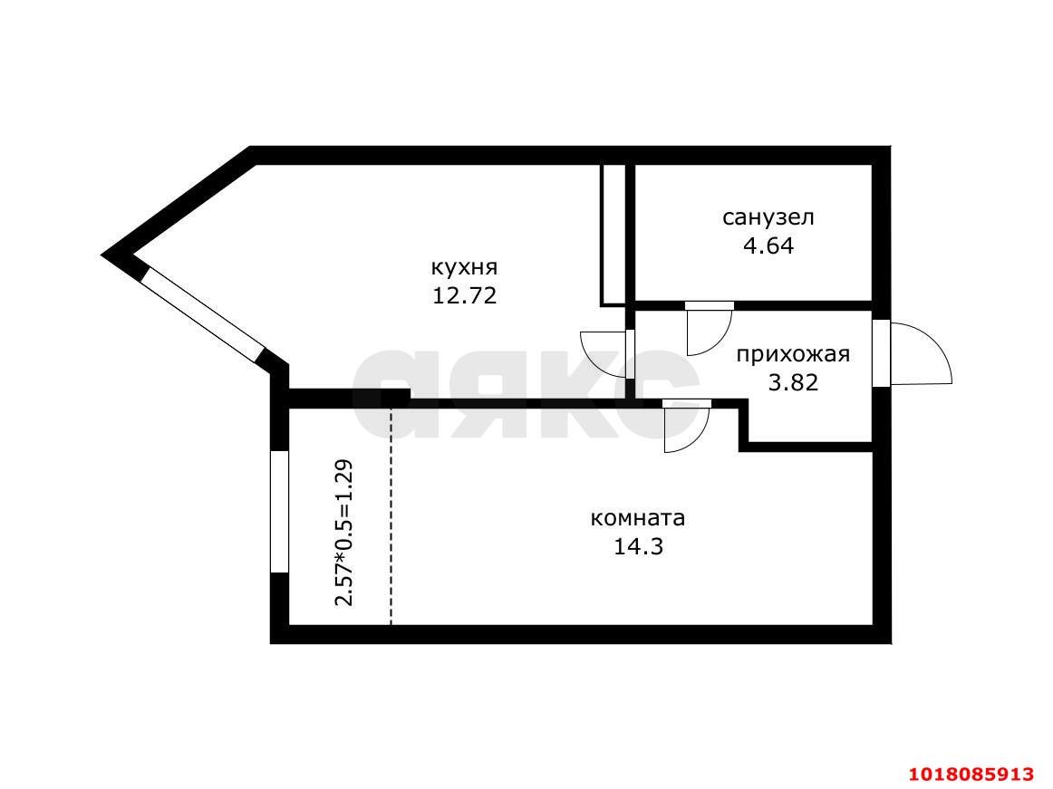 Фото №3: 1-комнатная квартира 38&nbsp;м², 10/16&nbsp;эт. - Краснодар, Центральный внутригородской округ, мкр. Черёмушки, ул. Обрывная, 132/1к13