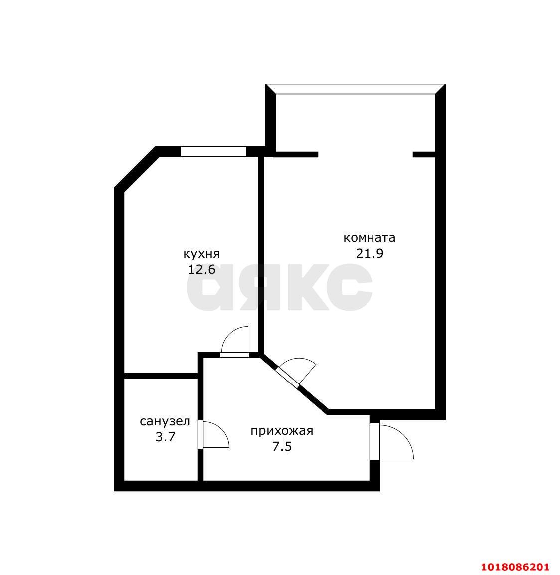 Фото №14: 1-комнатная квартира 48&nbsp;м², 6/6&nbsp;эт. - Краснодар, Прикубанский внутригородской округ, мкр. Музыкальный, ул. имени Мусоргского М.П., 1