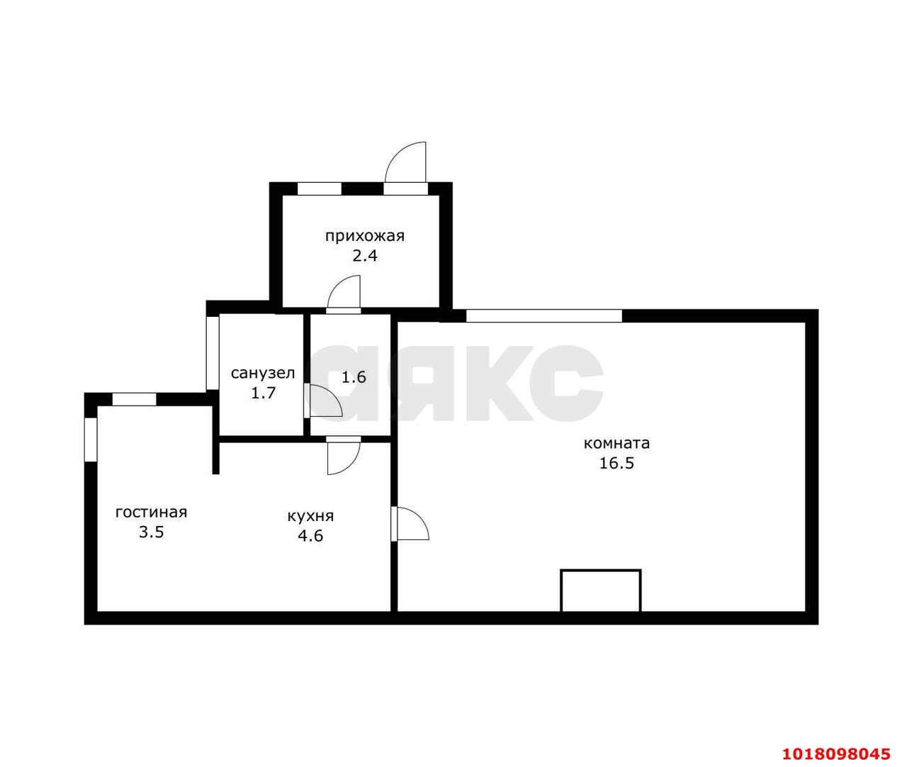 Фото №8: 1-комнатная квартира 30&nbsp;м², 1/1&nbsp;эт. - Краснодар, Западный внутригородской округ, мкр. Центральный, ул. Горького, 97