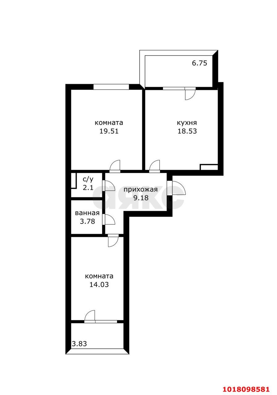 Фото №8: 2-комнатная квартира 77&nbsp;м², 13/18&nbsp;эт. - Краснодар, Прикубанский внутригородской округ, жилой комплекс Аксиома, мкр. Догма Парк, ул. Марины Цветаевой, 17к1