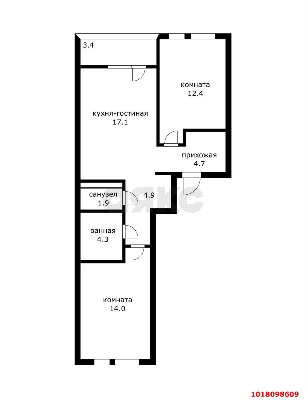 Фото №5: 2-комнатная квартира 65&nbsp;м², 9/9&nbsp;эт. - Краснодар, Прикубанский внутригородской округ, мкр. культурный квартал Эрмитаж, ул. им. Мурата Ахеджака, 20