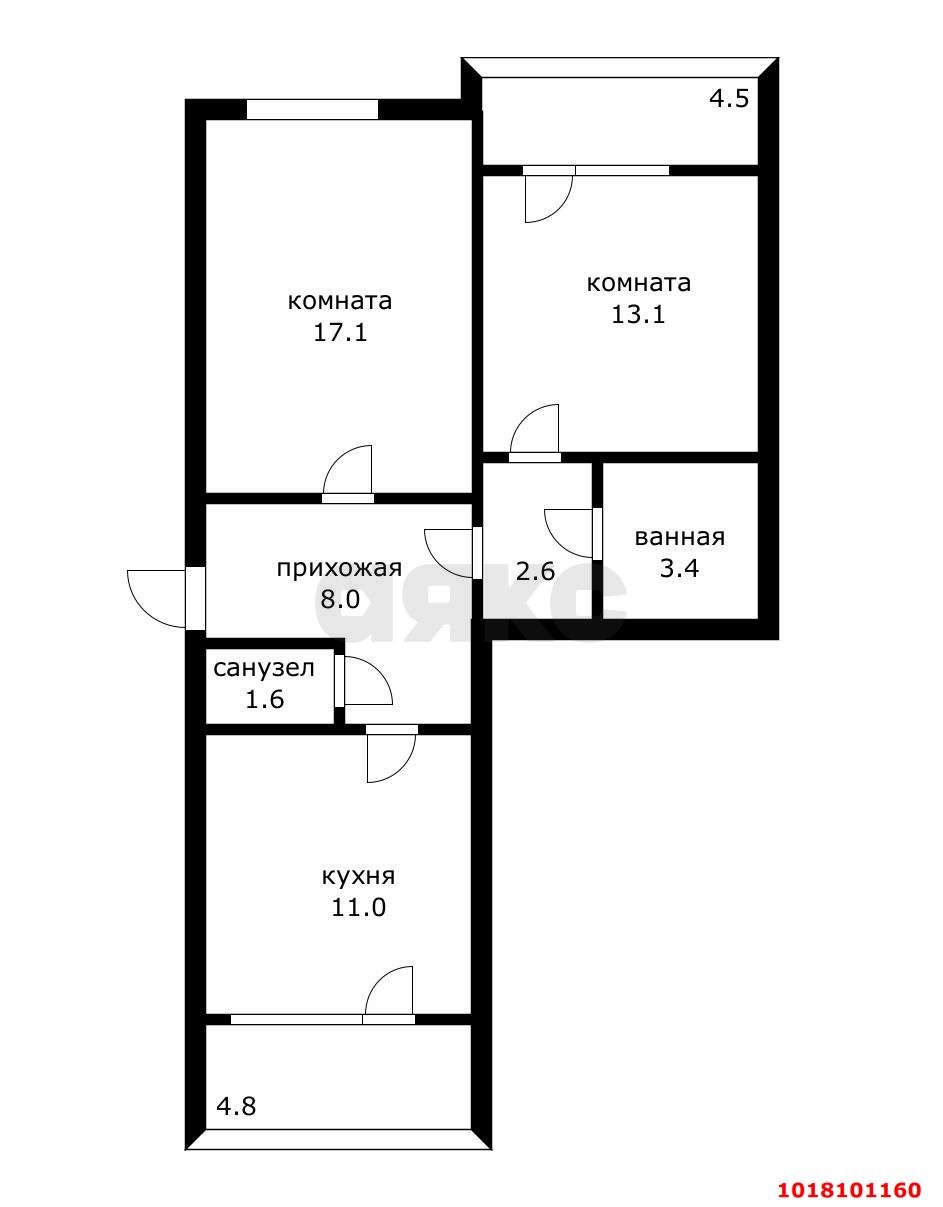 Фото №22: 2-комнатная квартира 57&nbsp;м², 13/14&nbsp;эт. - Краснодар, Западный внутригородской округ, мкр. Юбилейный, пр-кт Чекистов, 1