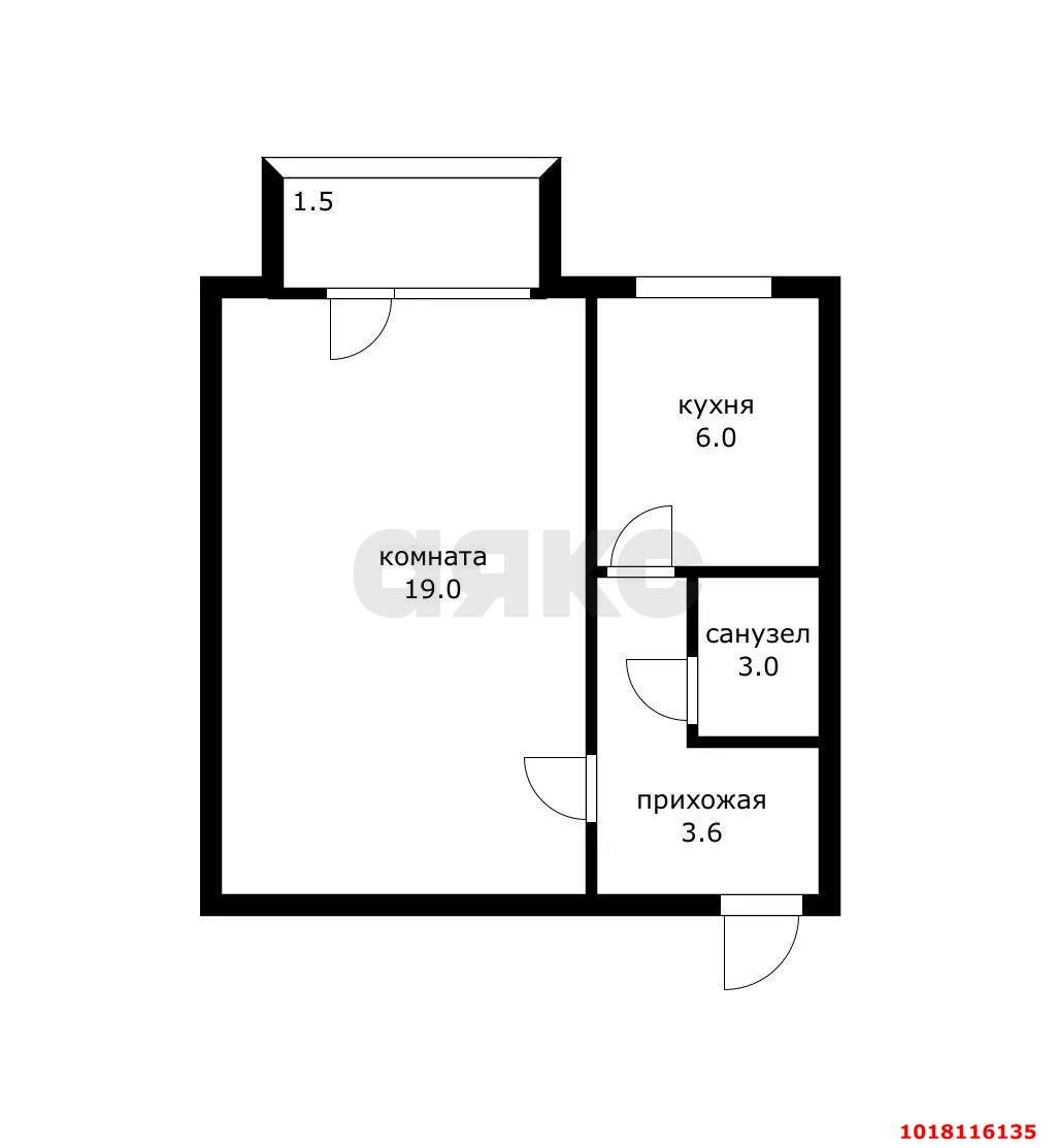Фото №15: 1-комнатная квартира 31&nbsp;м², 1/5&nbsp;эт. - Краснодар, Прикубанский внутригородской округ, мкр. Завод Измерительных Приборов, ул. Московская, 86