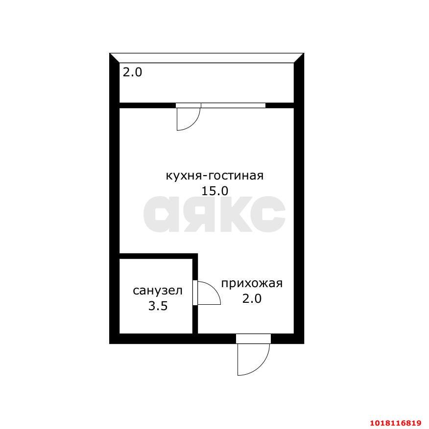 Фото №7: Студия 22&nbsp;м², 4/16&nbsp;эт. - Краснодарский, Прикубанский внутригородской округ, мкр. жилой комплекс Параллели, 66к1