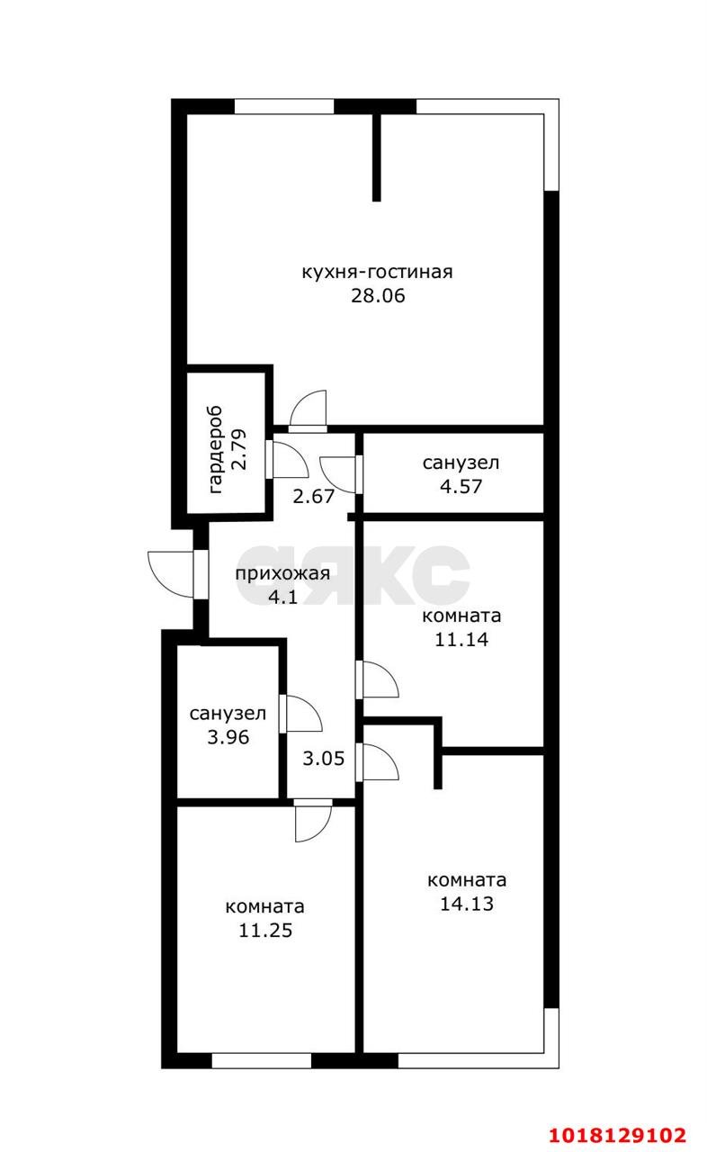 Фото №11: 3-комнатная квартира 85&nbsp;м², 2/9&nbsp;эт. - Краснодар, Прикубанский внутригородской округ, мкр. жилой комплекс Зелёная Территория, ул. имени Генерала Брусилова, 5