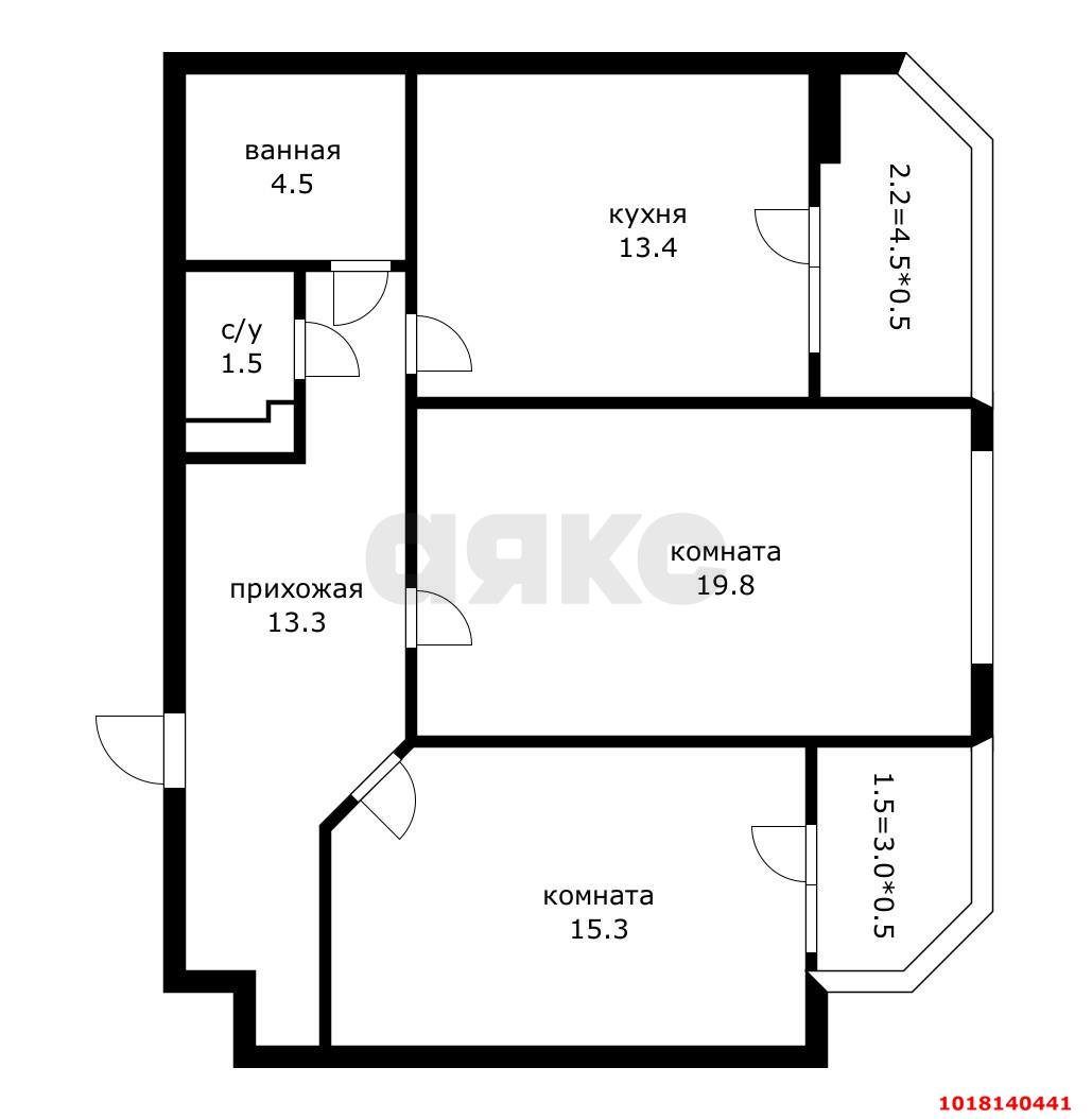 Фото №14: 2-комнатная квартира 73&nbsp;м², 13/17&nbsp;эт. - Краснодар, Центральный внутригородской округ, Черёмушки, мкр. ЖК Черёмушки, ул. Кубанская, 47