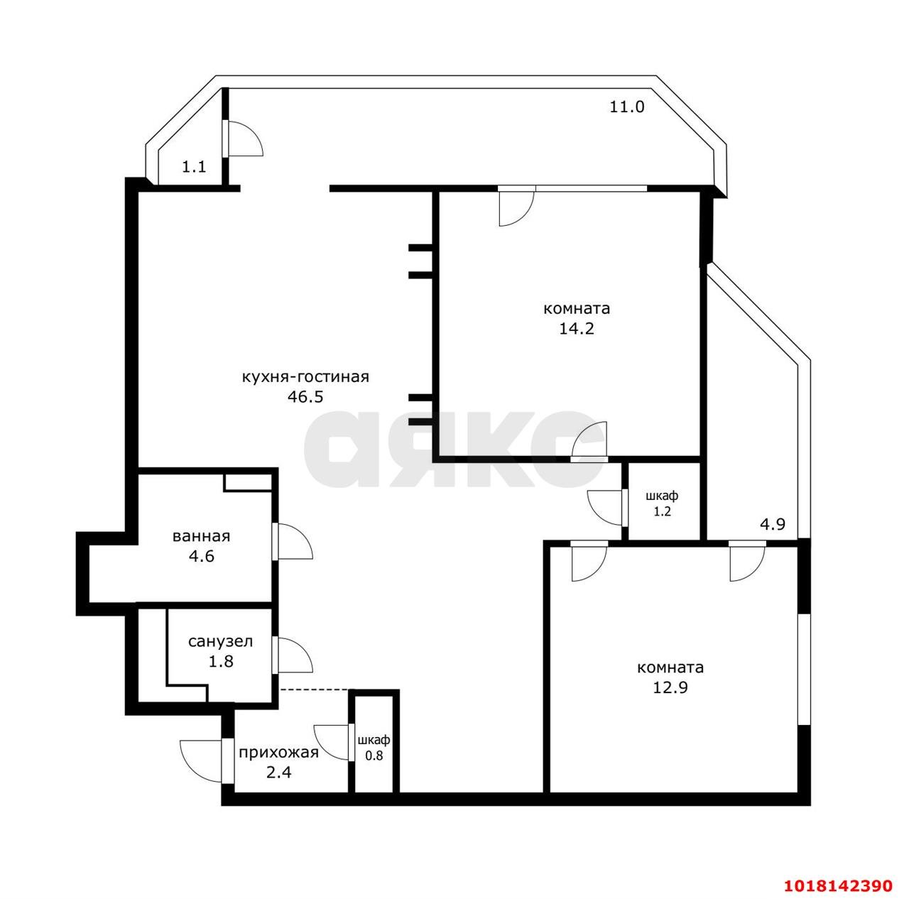 Фото №11: 2-комнатная квартира 90&nbsp;м², 16/16&nbsp;эт. - Краснодар, Прикубанский внутригородской округ, мкр. Завод Измерительных Приборов, ул. Зиповская, 11