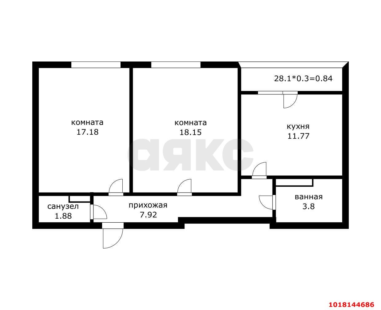 Фото №12: 2-комнатная квартира 65&nbsp;м², 7/12&nbsp;эт. - Краснодар, Прикубанский внутригородской округ, Славянский, мкр. Светлоград, ул. Красных Партизан, 1/3к10