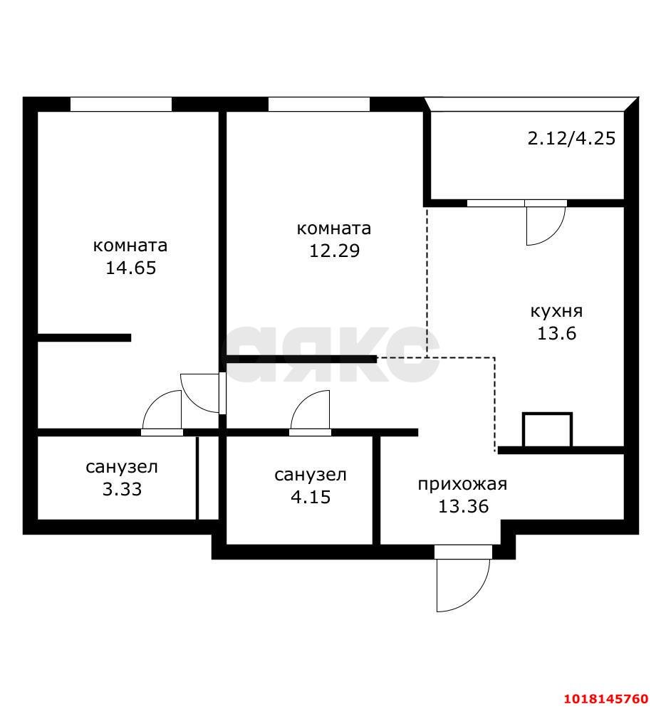 Фото №5: 2-комнатная квартира 57&nbsp;м², 4/8&nbsp;эт. - Краснодар, Карасунский внутригородской округ, Хлопчато-бумажный Комбинат, мкр. жилой квартал Патрики