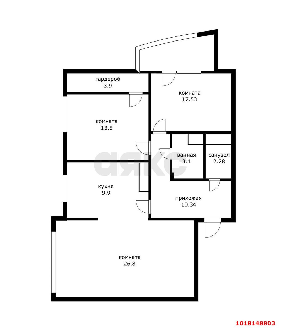 Фото №10: 3-комнатная квартира 80&nbsp;м², 14/16&nbsp;эт. - Краснодар, Западный внутригородской округ, мкр. Юбилейный, ул. 70-летия Октября, 1/4