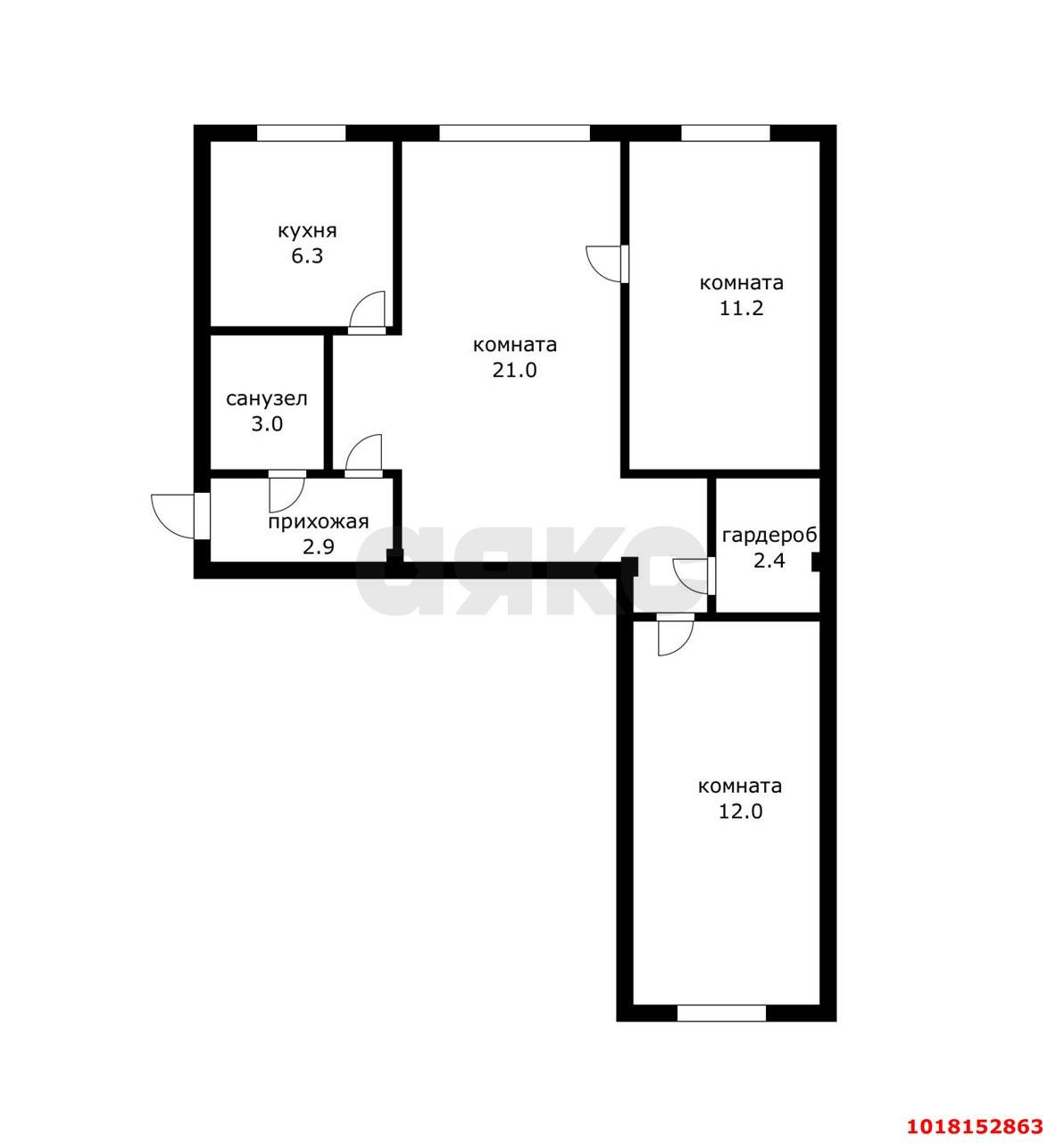 Фото №17: 3-комнатная квартира 58&nbsp;м², 1/5&nbsp;эт. - Краснодар, Центральный внутригородской округ, мкр. Черёмушки, ул. Айвазовского, 118