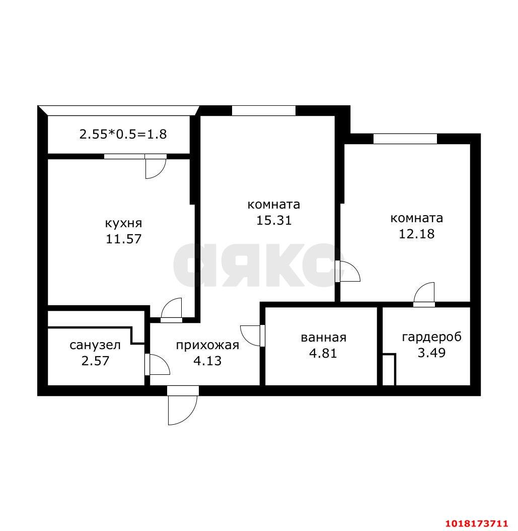 Фото №13: 2-комнатная квартира 60&nbsp;м², 8/9&nbsp;эт. - Краснодар, Прикубанский внутригородской округ, мкр. жилой комплекс Облака, ул. имени Генерала Корнилова, 9к2