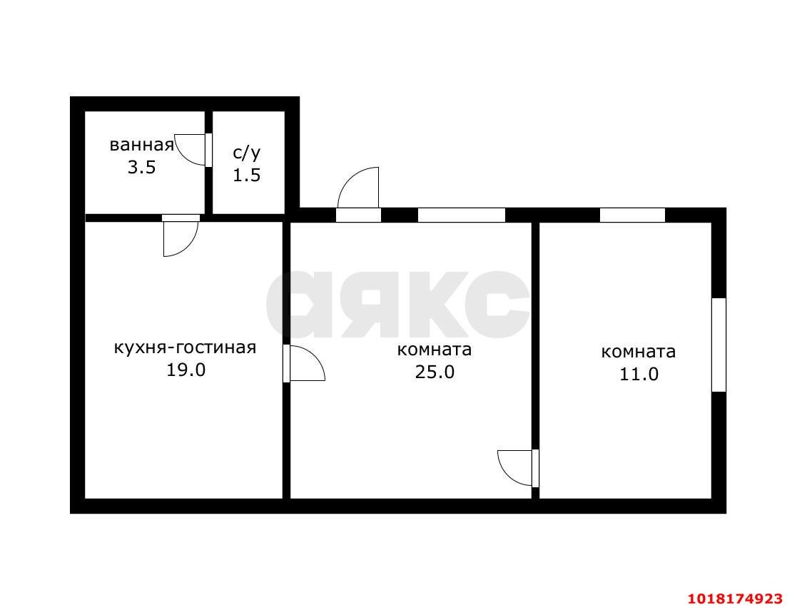Фото №15: 3-комнатная квартира 56&nbsp;м², 1/1&nbsp;эт. - Краснодар, Центральный внутригородской округ, мкр. Черёмушки, ул. Айвазовского, 43
